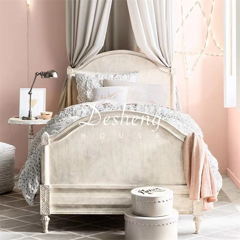 Carriage Bed - Tempat tidur kayu solid retro Prancis,