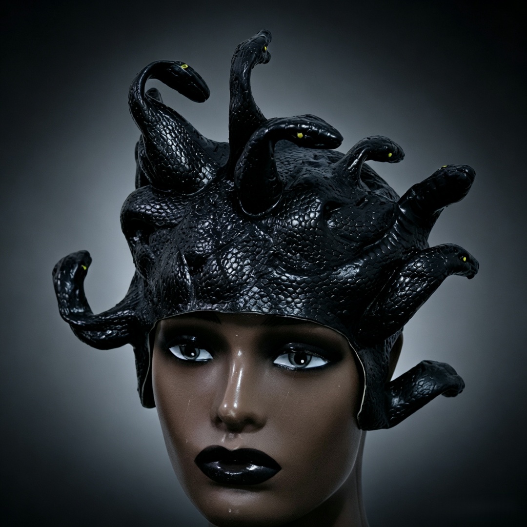 Cobra Extruder - Topeng Wig Lateks Medusa, Topeng Cosplay