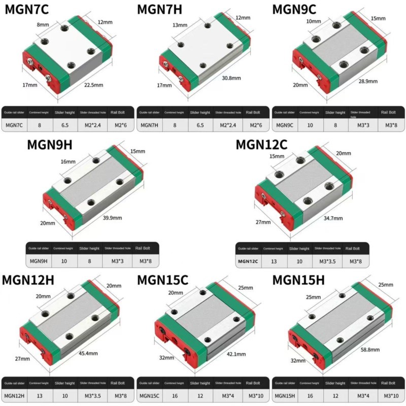 Linear Rail Mgn12H Set - 2 Buah MGN12H MGN12C MGN7H MGN7C